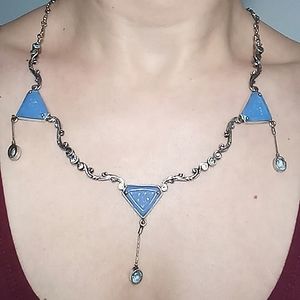 Sterling silver blue stone necklace